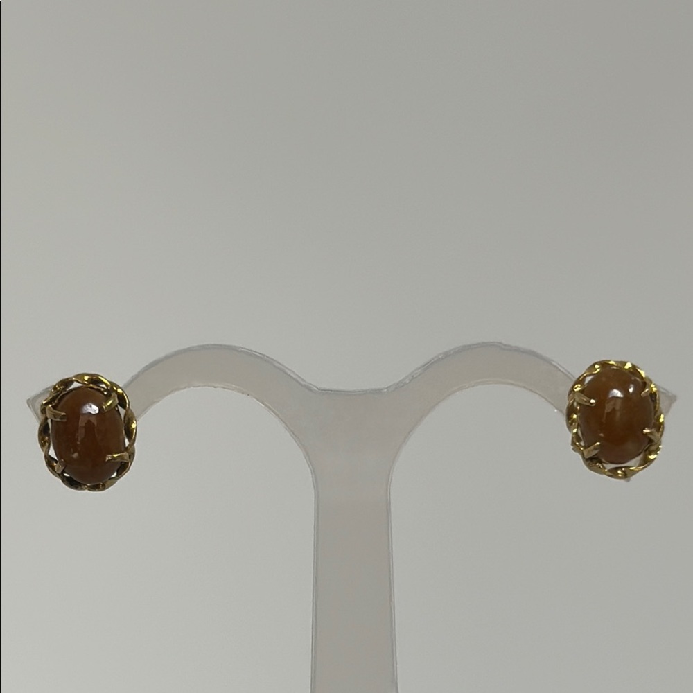 14k real solid gold jade stone Earrings